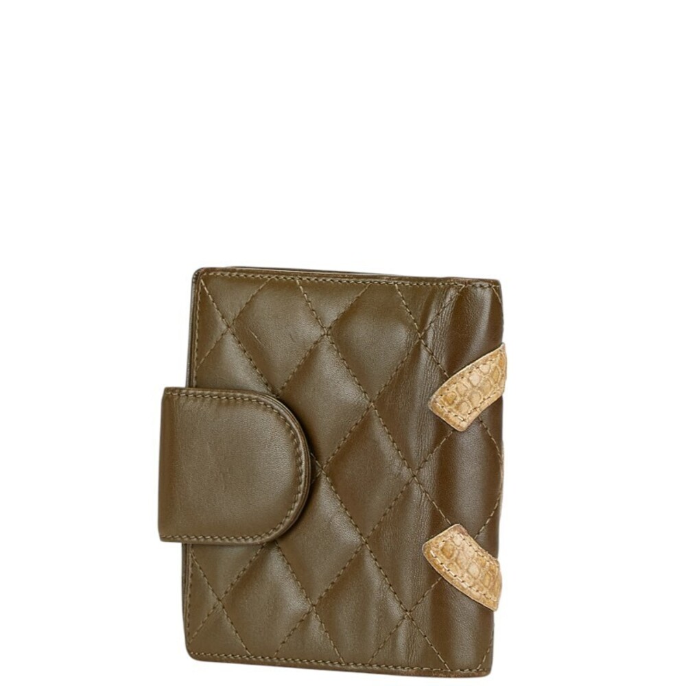 Chanel Cambon Coco Mark Python Bifold Wallet Khak… - image 2